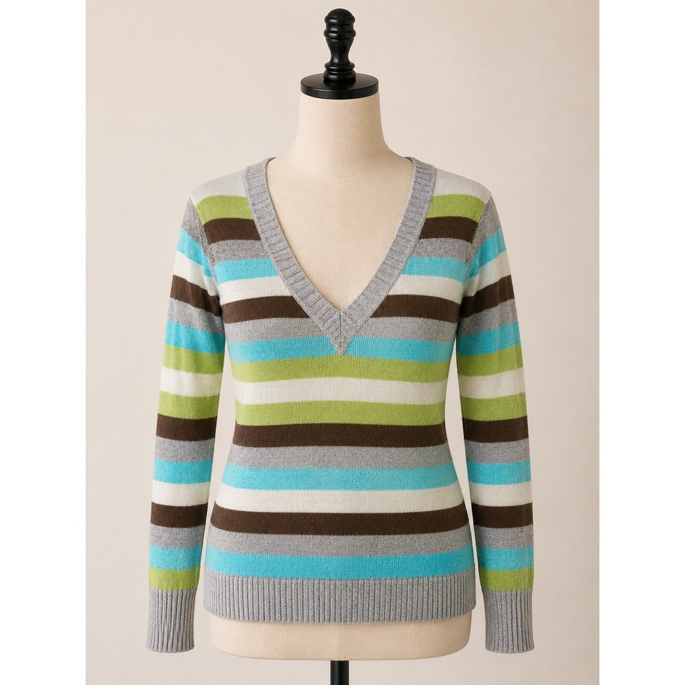 Mossimo Supply Co Striped V-Neck Pullover Sweater XL